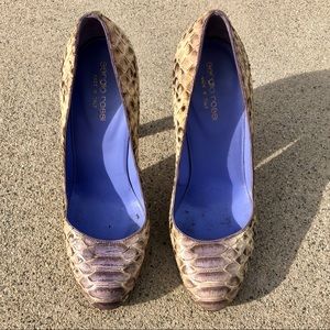 Sergio Rossi Snake Skin Stiletto Heels Sz 7
